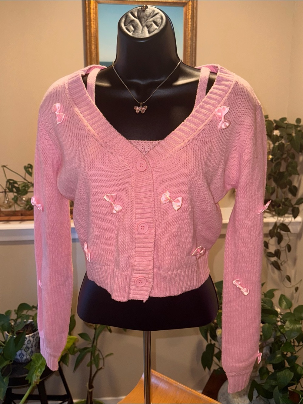 Sugar Thrillz Pink Knit Cardigan & Cami Set